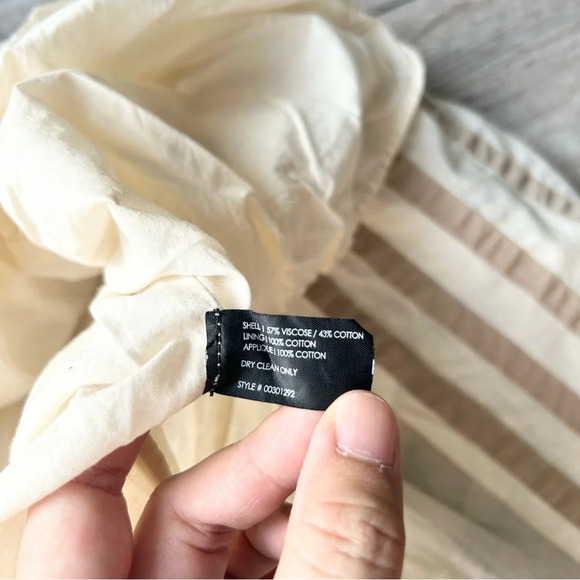 Club Monaco Ivory Tan Striped Pleated Circle Skirt - Picture 8 of 11